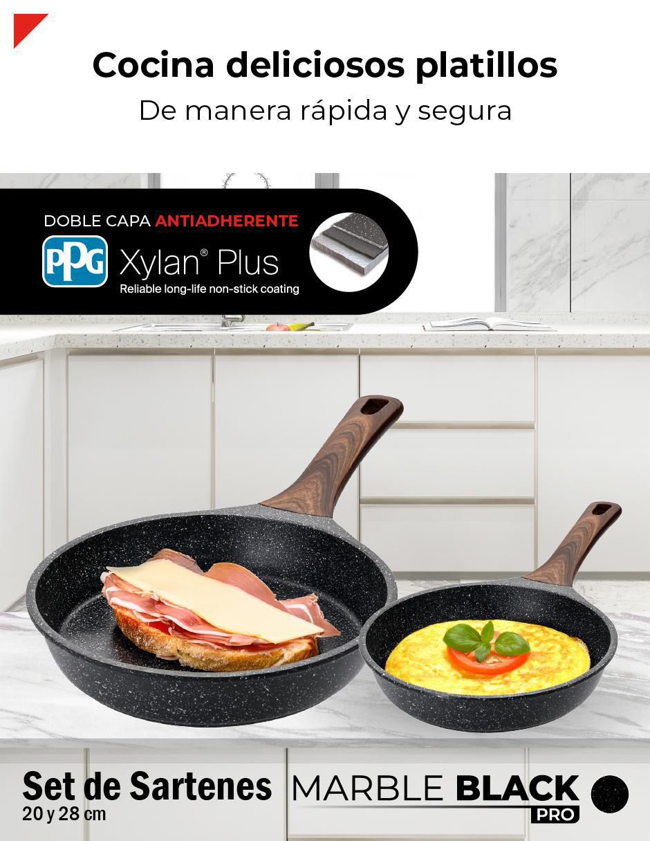 Set de sartenes Marble Black Pro de aluminio fundido 2 piezas 2