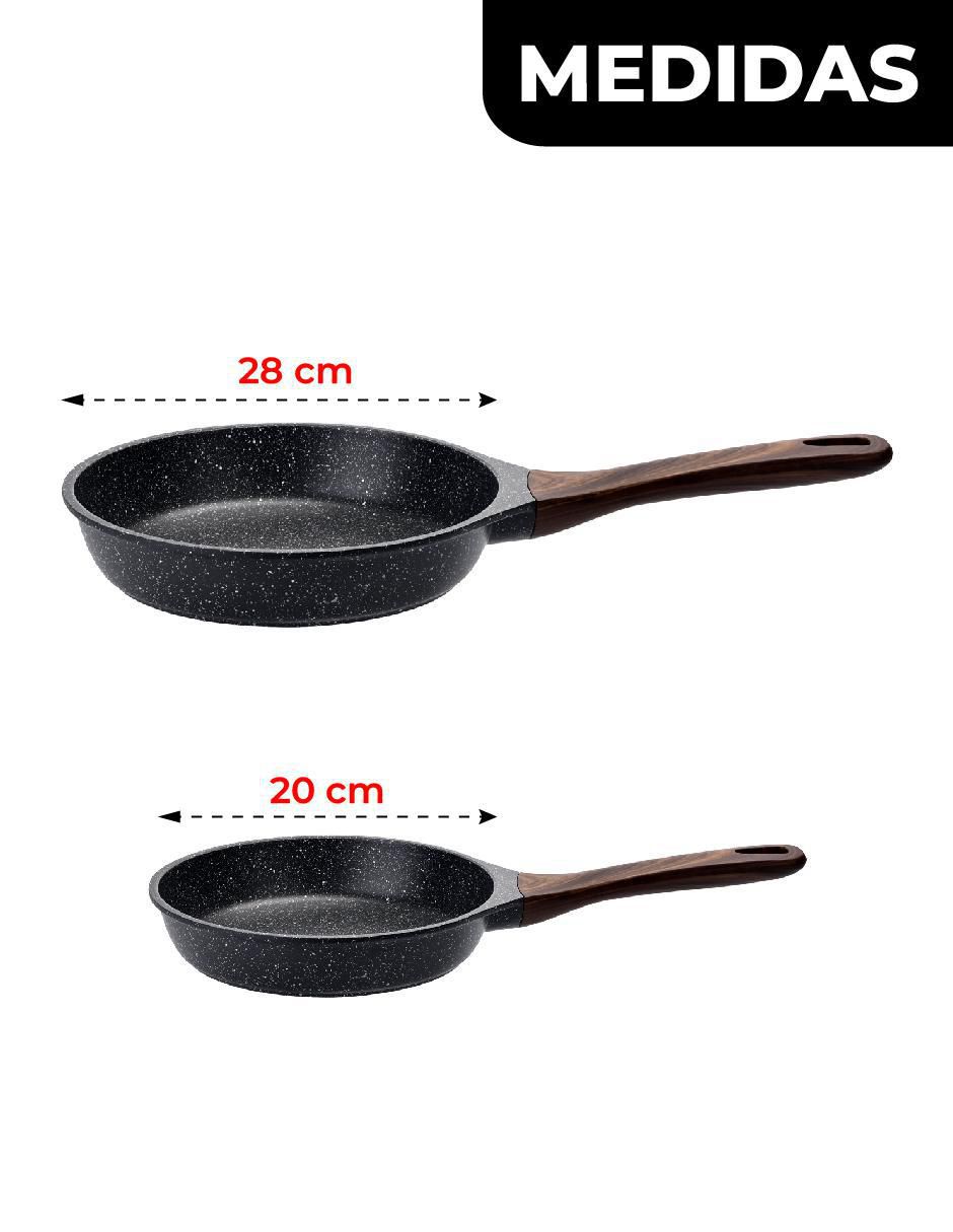 Set de sartenes Marble Black Pro de aluminio fundido 2 piezas 9
