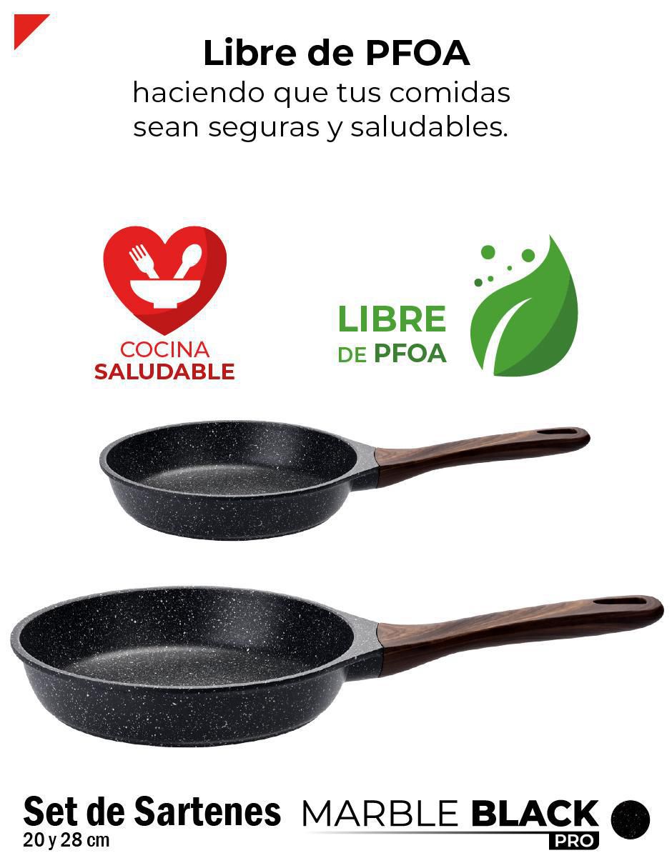 Set de sartenes Marble Black Pro de aluminio fundido 2 piezas 6