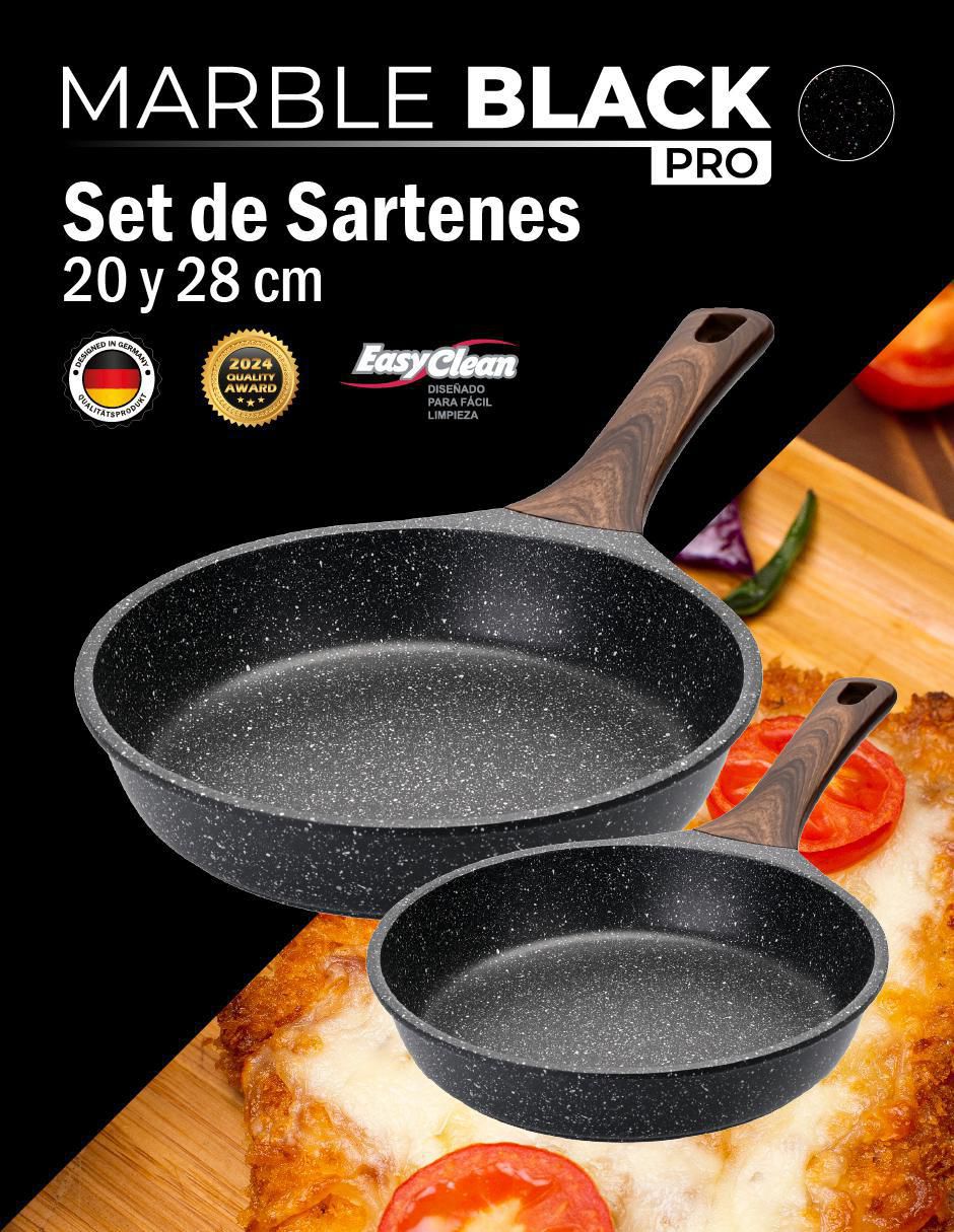 Set de sartenes Marble Black Pro de aluminio fundido 2 piezas 8