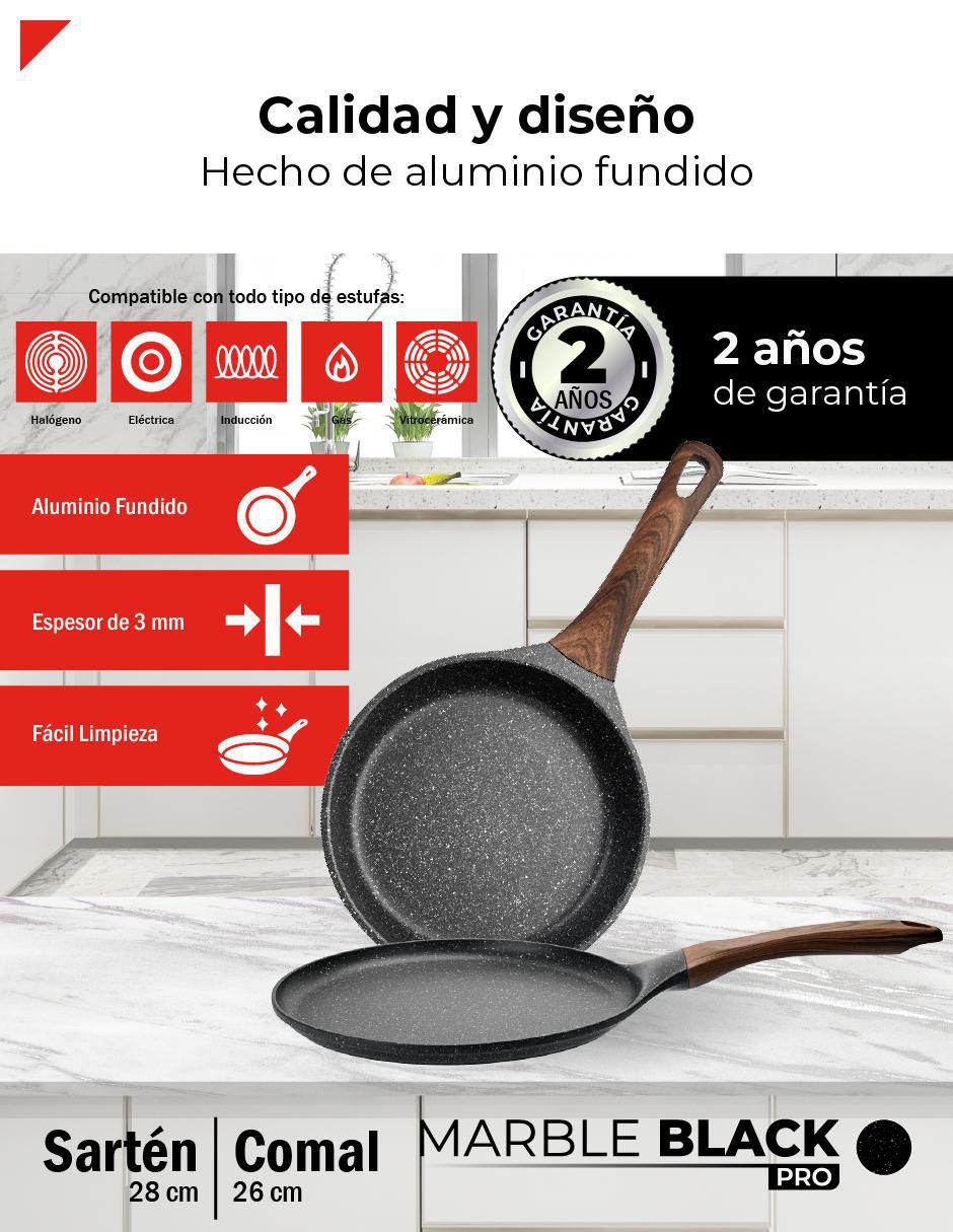 Set de sartenes Marble Black Pro de titanio 2 piezas 3