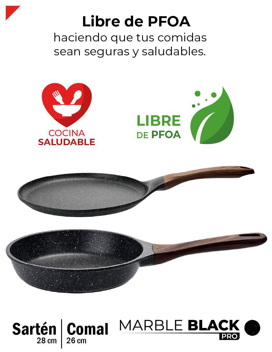 Set de sartenes Marble Black Pro de titanio 2 piezas 6