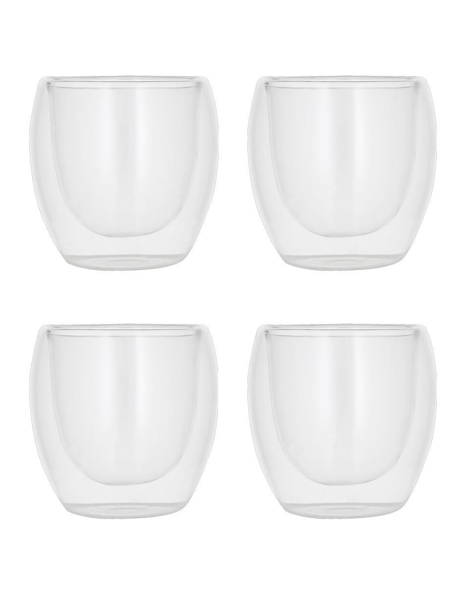 Set vasos Doble Pared de vidrio con 4 piezas