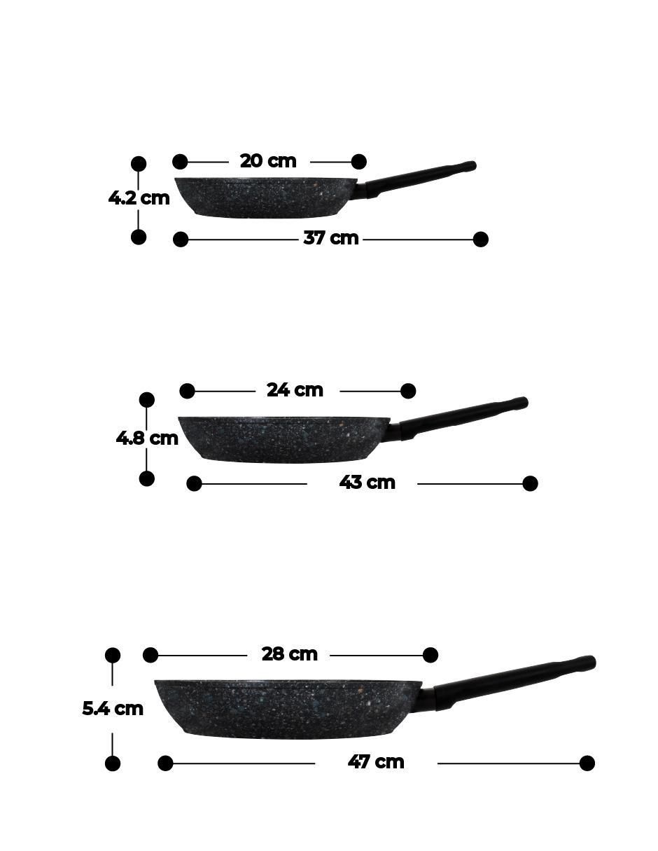 Set de sartenes Love Cook de aluminio anodizado 3 piezas 6