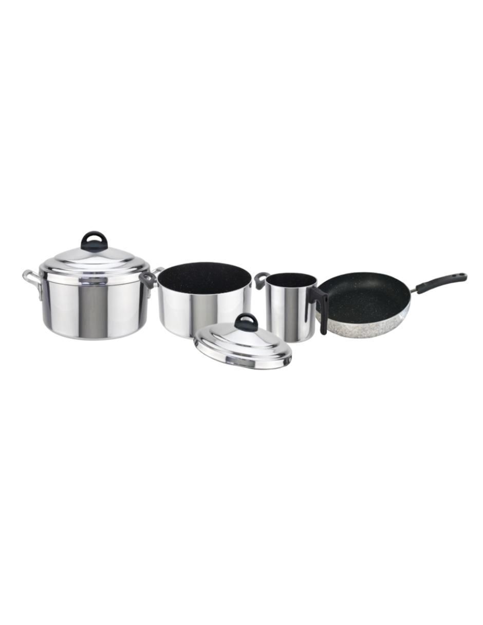 Batería de cocina de aluminio antiadherente convencional 6 piezas 1