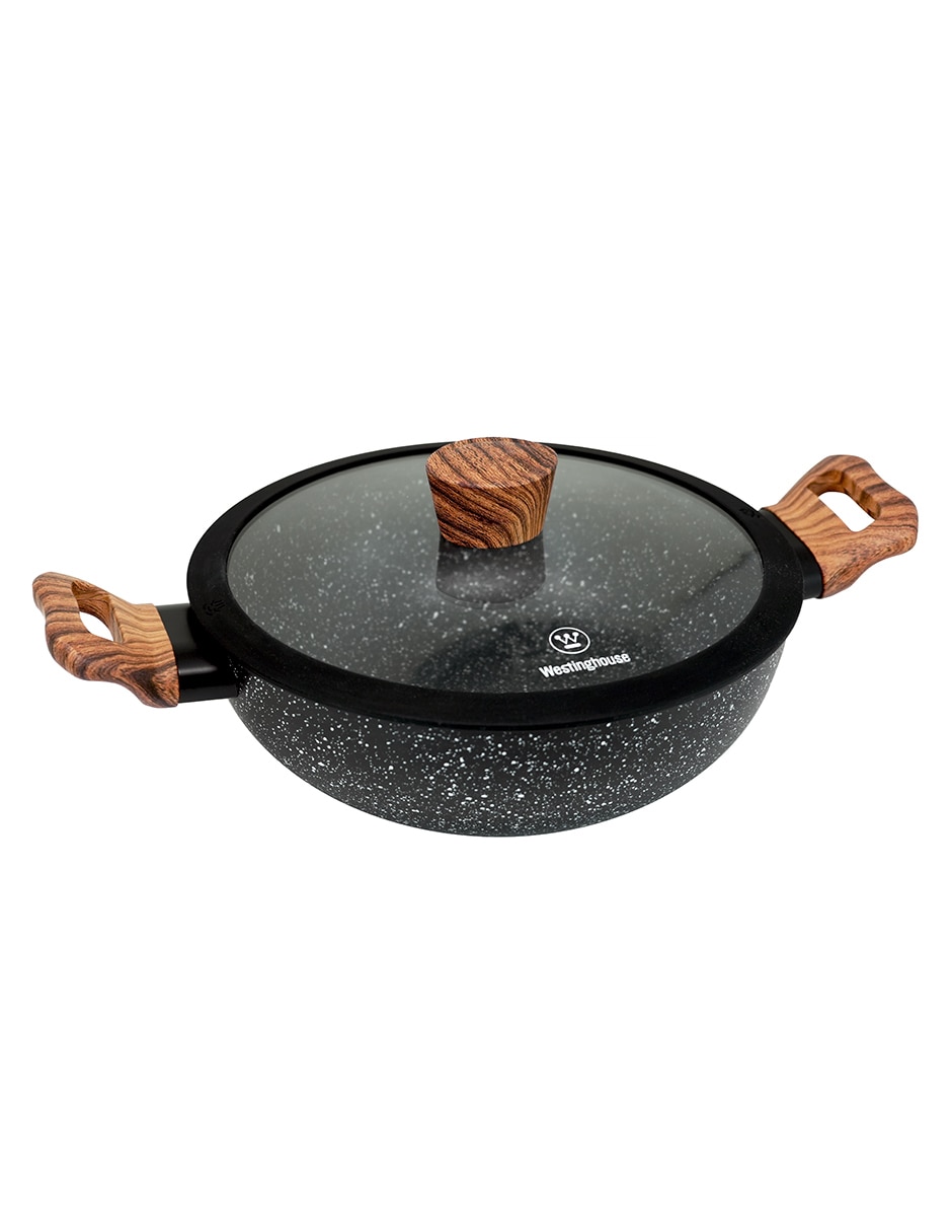 Sartén Wok con tapa de aluminio forjado Sartén Wok con tapa de aluminio forjado