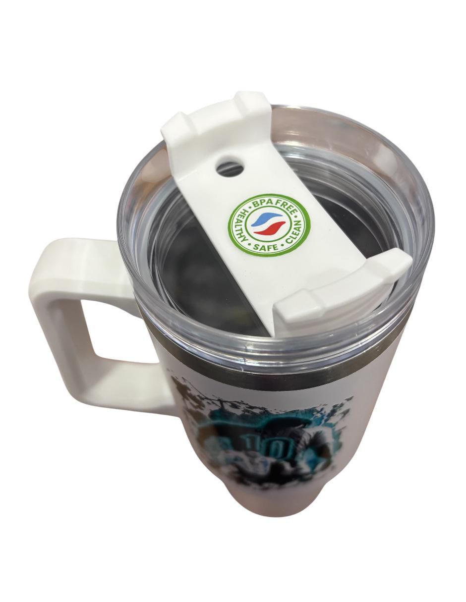 Termo de acero inoxidable Leonel Messi con tapa push pull 887 ml 3