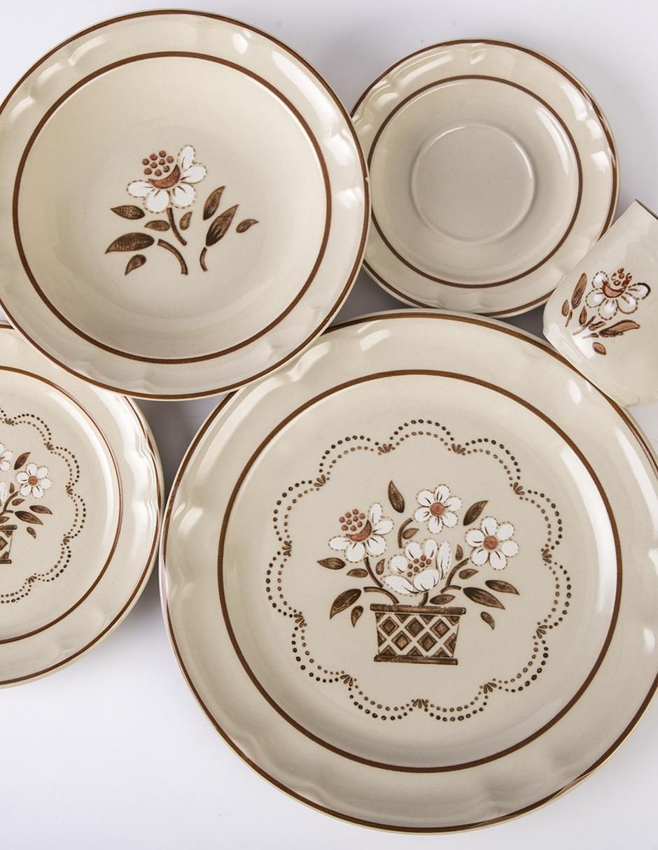 Vajilla cerrada flor de otoño de porcelana para 4 personas 3
