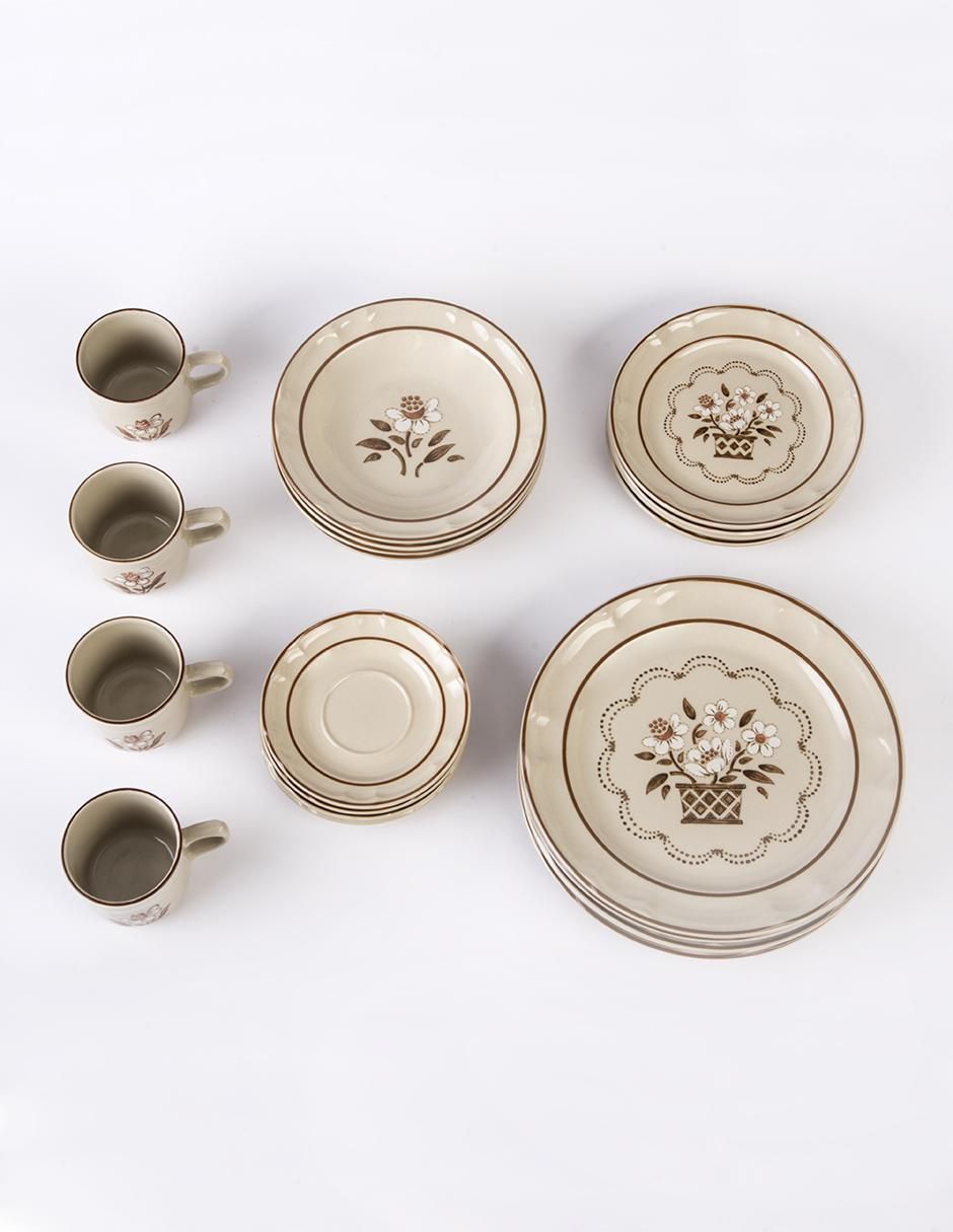 Vajilla cerrada flor de otoño de porcelana para 4 personas 5