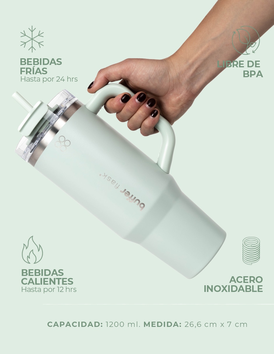 Vaso térmico de acero inoxidable con tapa a prueba de derrame 1.2 L 3