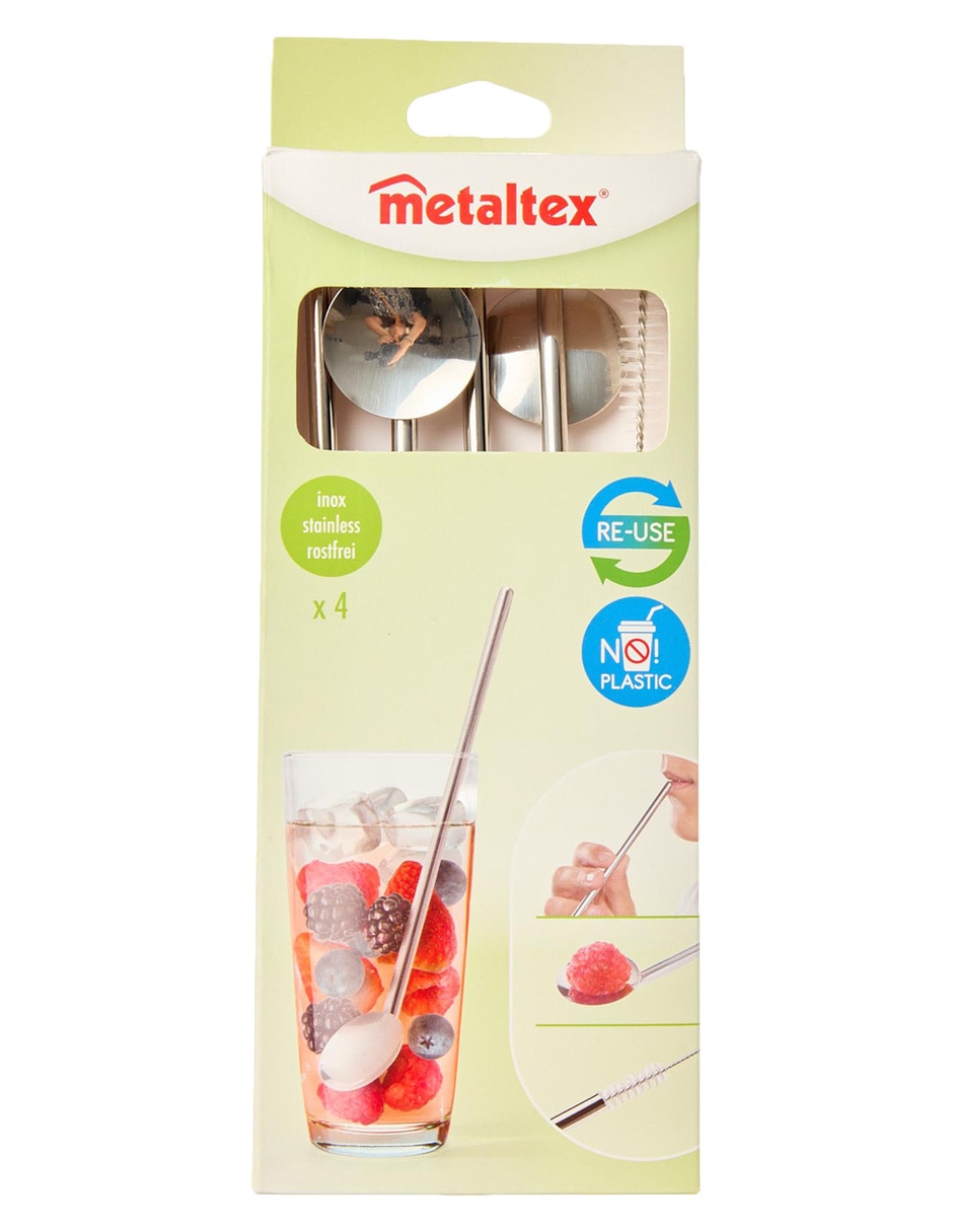 Set popote con limpiador de acero inoxidable con 5 piezas 5