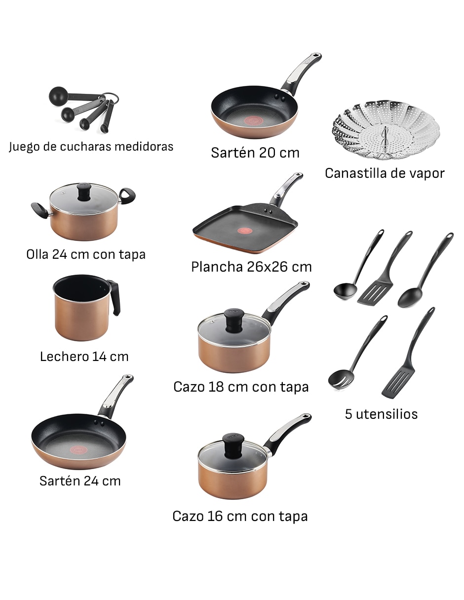 Batería de cocina de aluminio antiadherente titanio 20 piezas 6