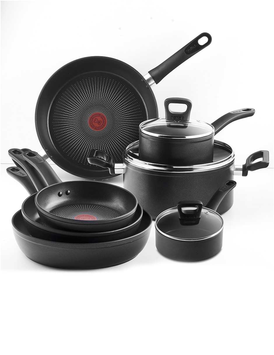 Batería de cocina de aluminio antiadherente titanio 10 piezas