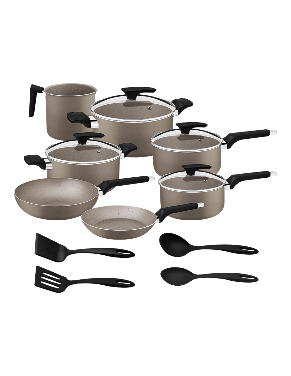 Batería de cocina de aluminio antiadherente sin PFOA 17 piezas