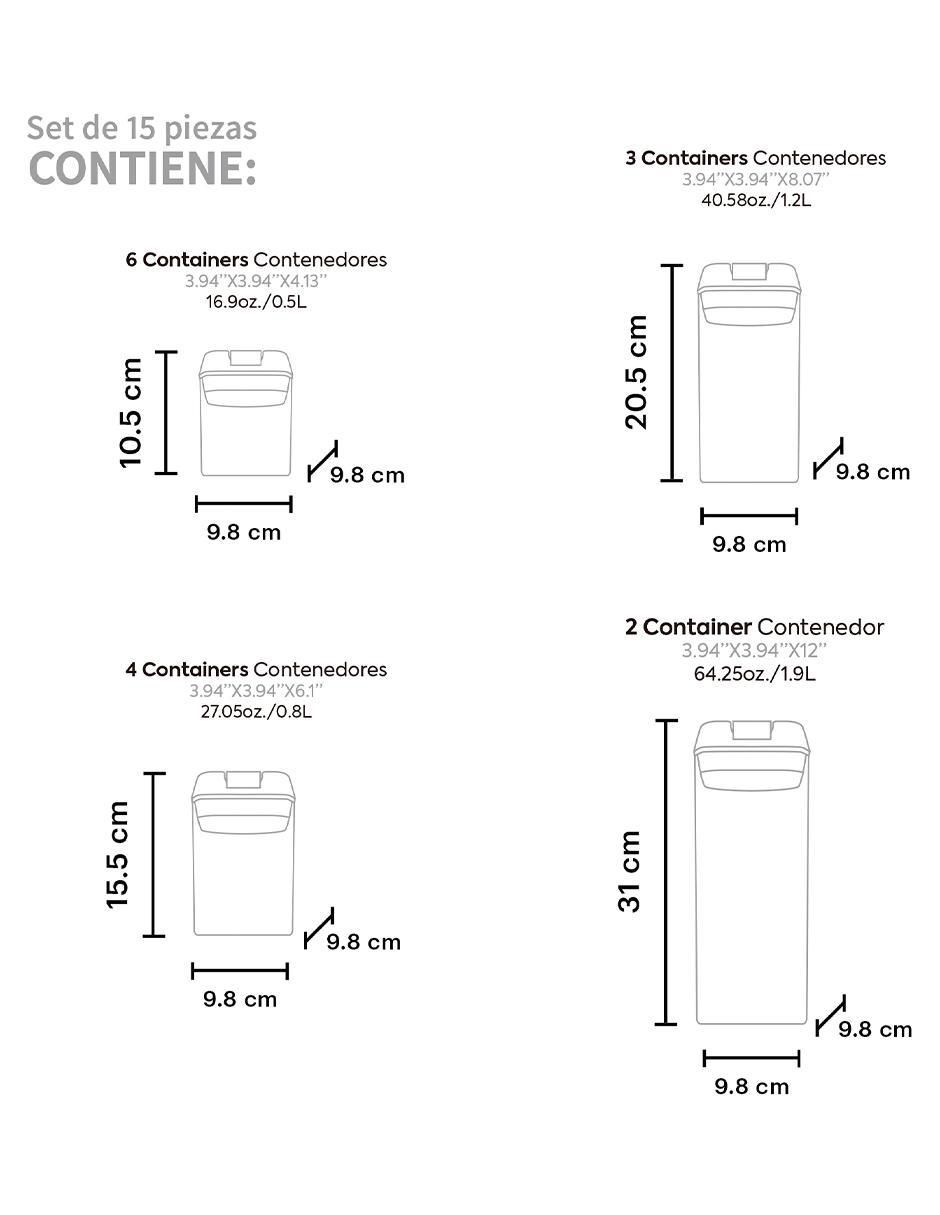 Set contenedores de acrílico 15 piezas 5