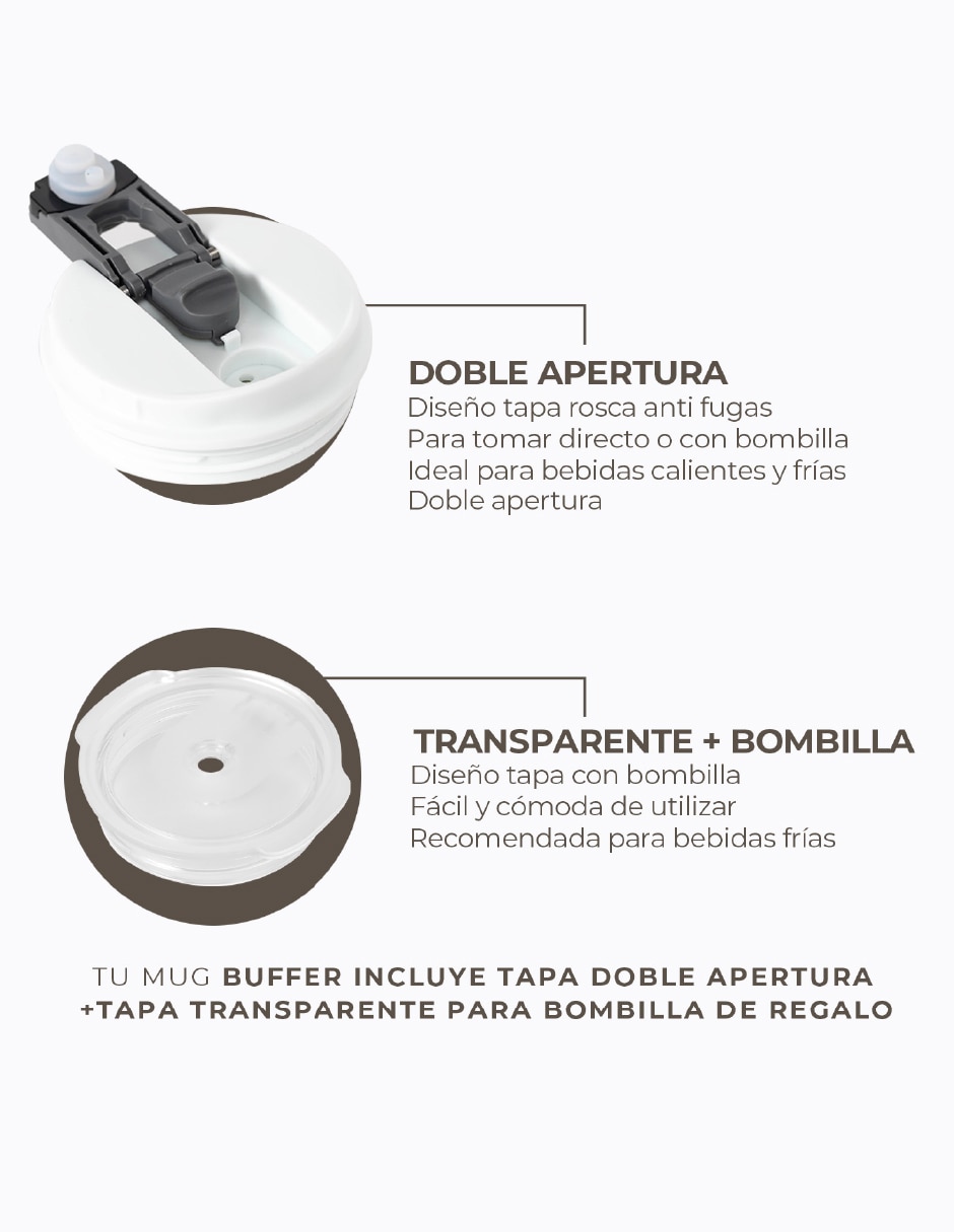 Termo Buffer de acero inoxidable con tapa rosca 600 ml 5