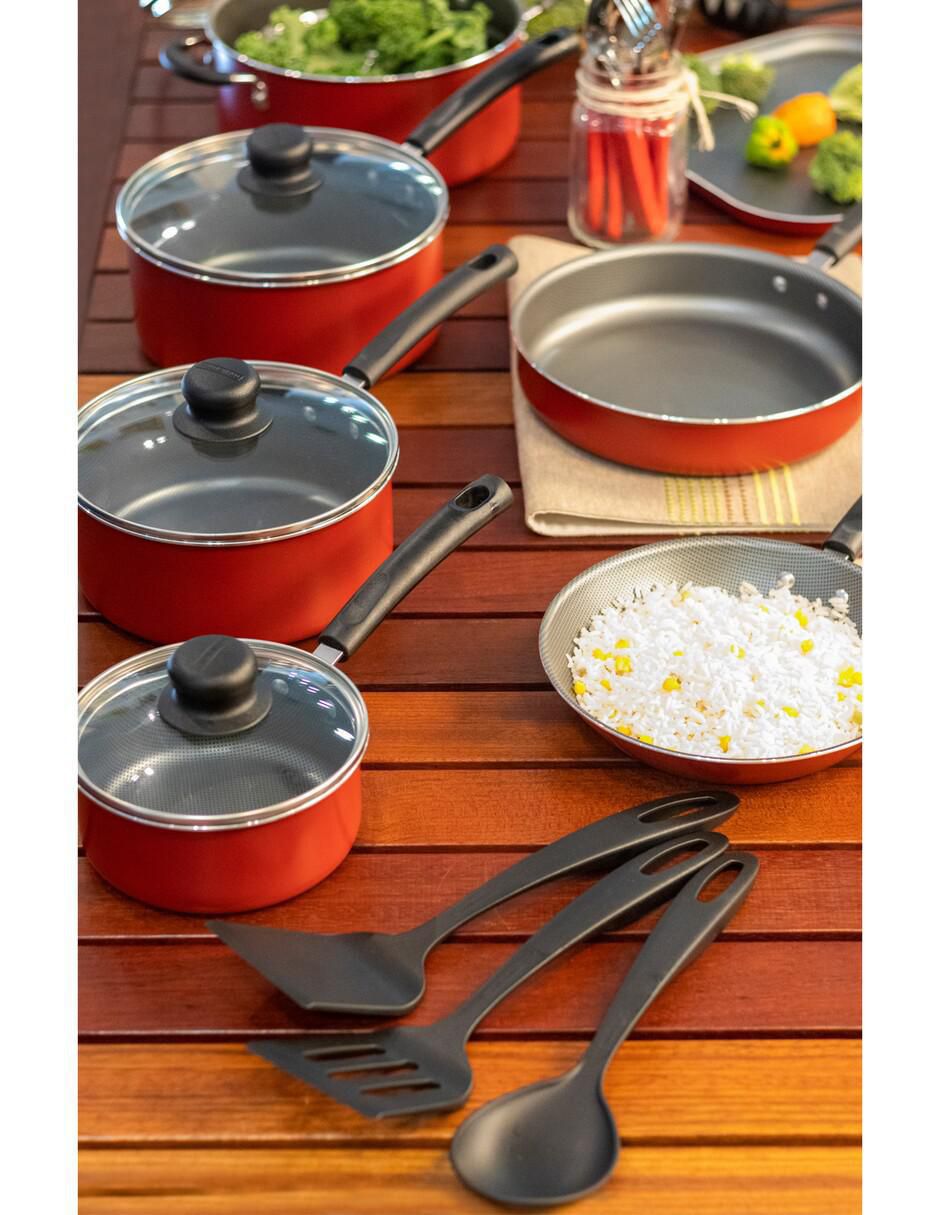 Batería de cocina Primaware de aluminio antiadherente convencional 18 piezas 10