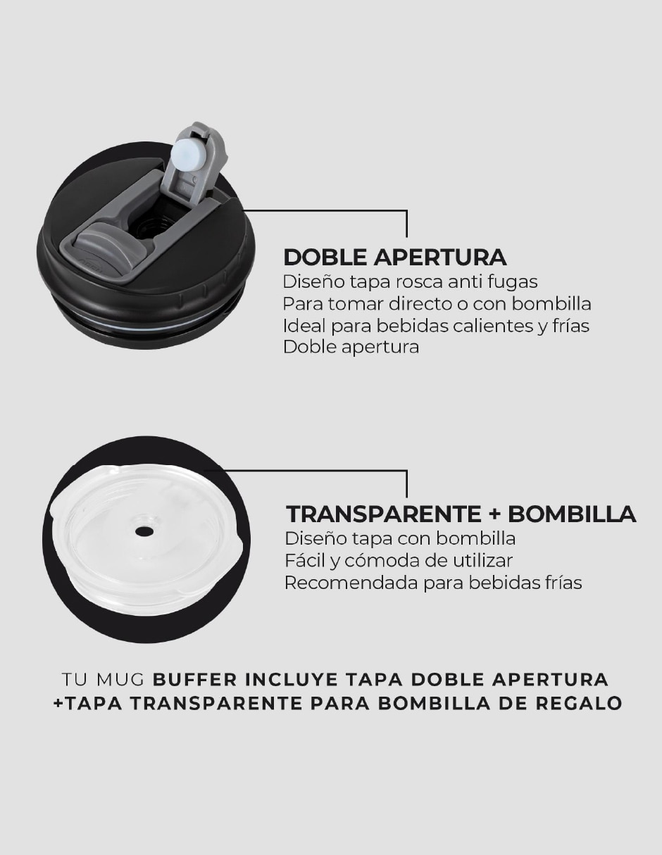 Termo buffer "de" acero inoxidable sin familia o colección "con tapa" rosca 420 ml