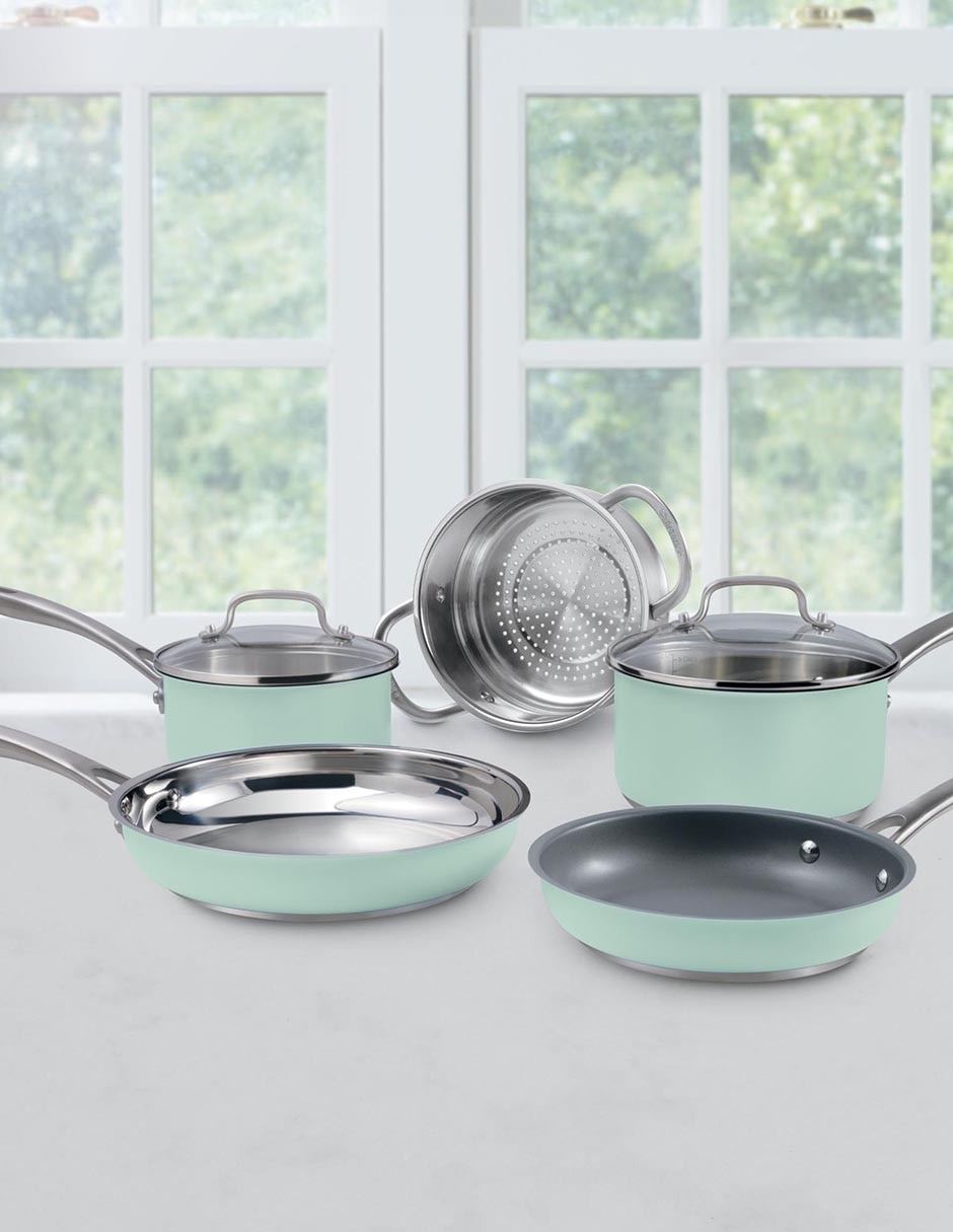Batería de cocina de acero inoxidable antiadherente cerámica 7 piezas 3