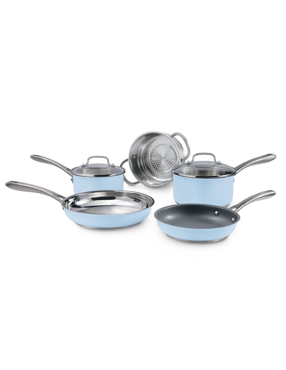 Batería de cocina de acero inoxidable antiadherente cerámica 7 piezas