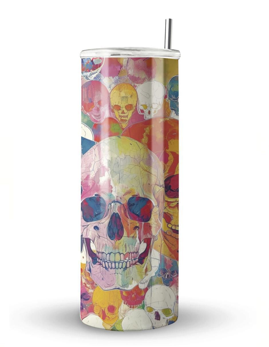 Termo de acero inoxidable Calavera con tapa a presión 600 ml