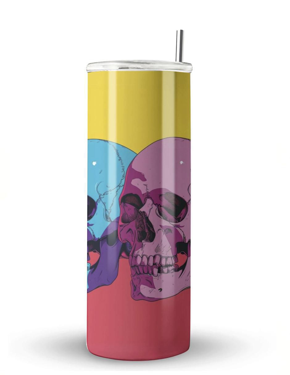 Termo de acero inoxidable Calavera con tapa a presión 600 ml