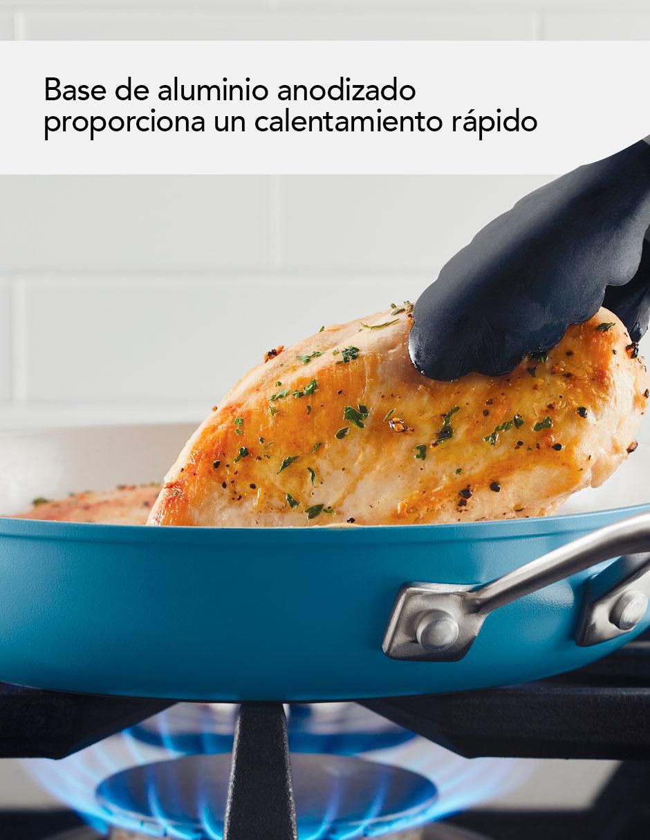 Batería de cocina de aluminio anodizado antiadherente sin PFOA 10 piezas 8