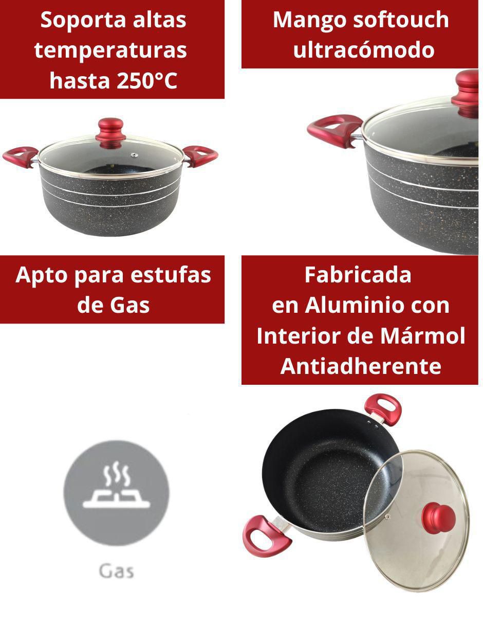 Batería de cocina de aluminio antiadherente minerales naturales 12 piezas 3