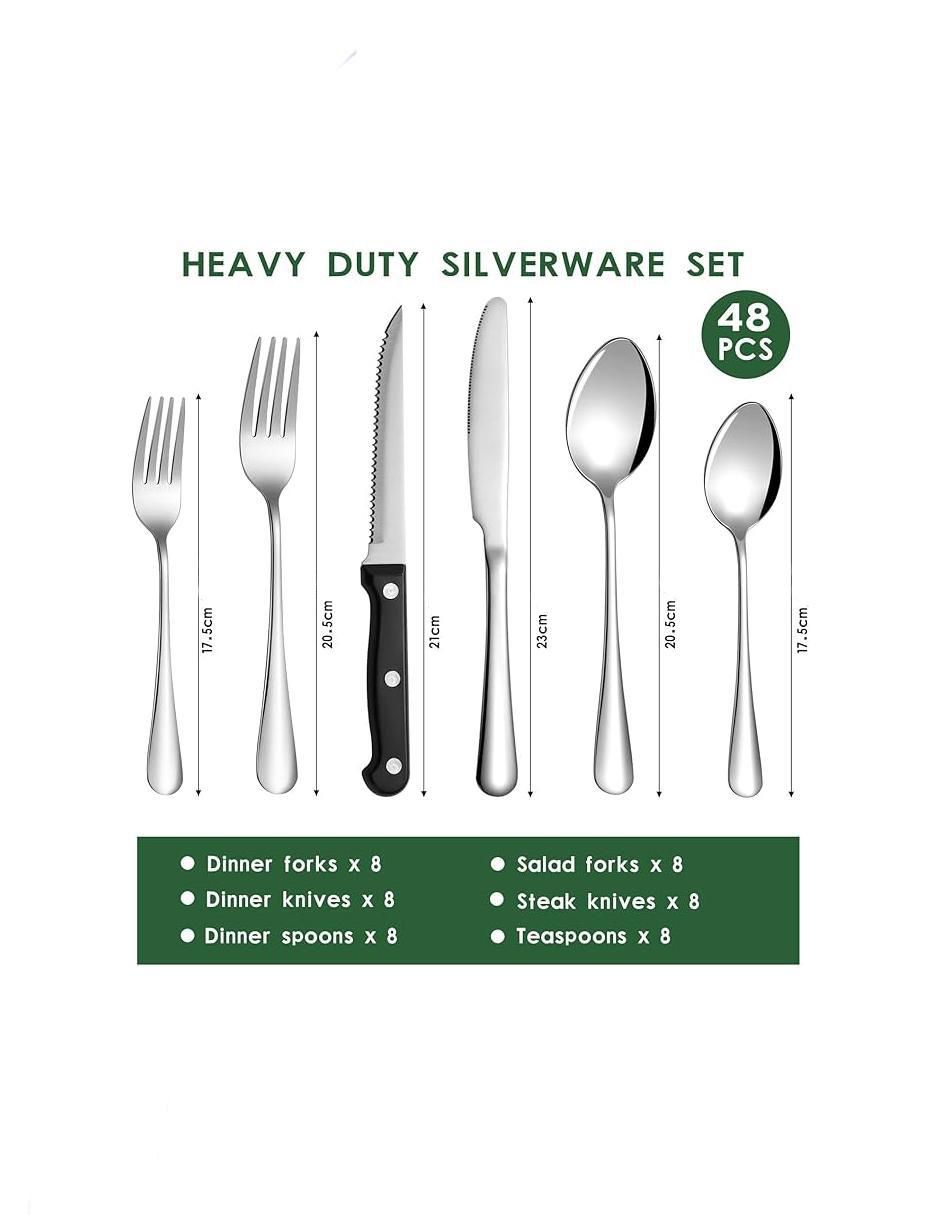 Set cubiertos de acero 48 piezas 3