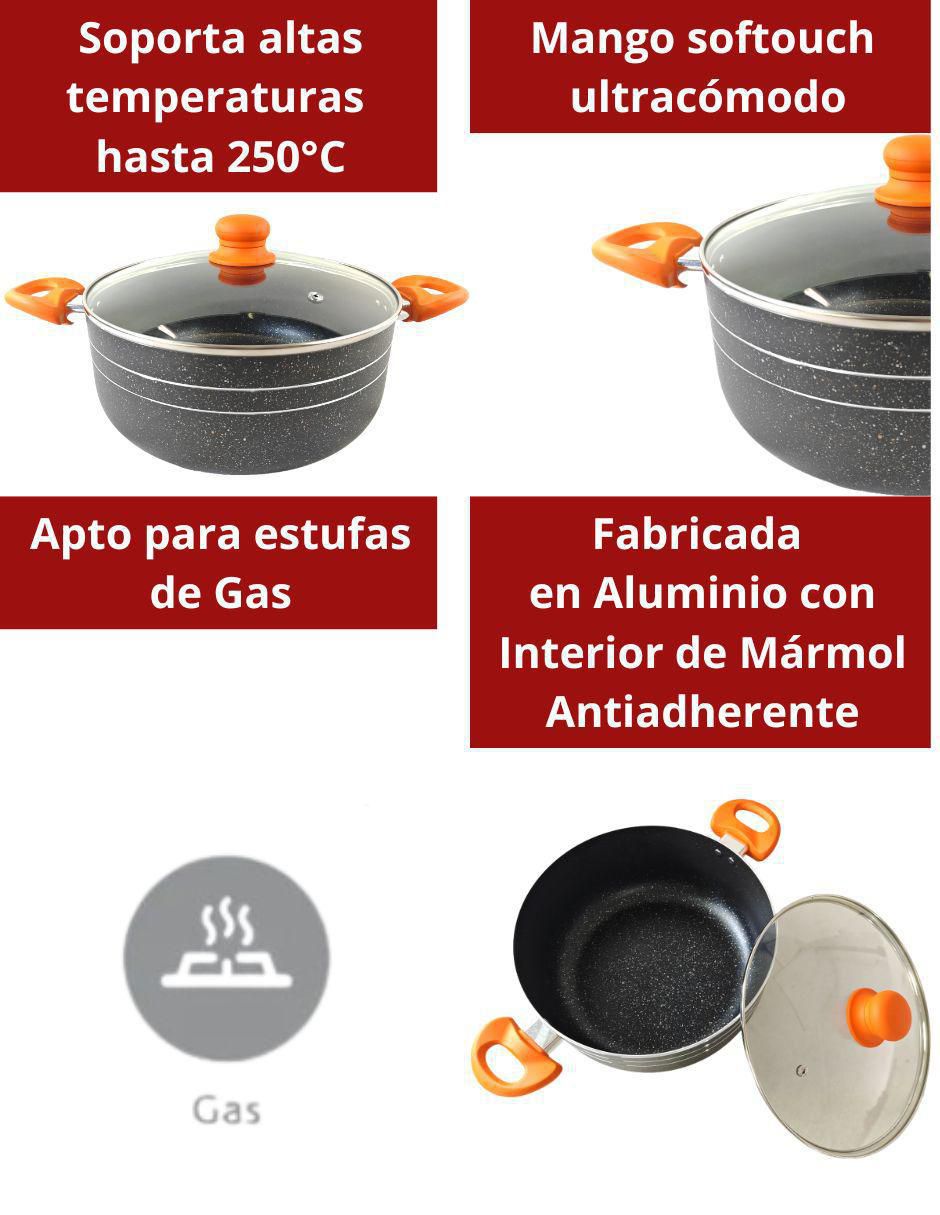 Batería de cocina de aluminio antiadherente minerales naturales 12 piezas 3