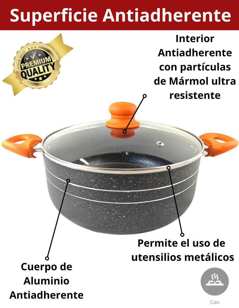 Batería de cocina de aluminio antiadherente minerales naturales 12 piezas 4