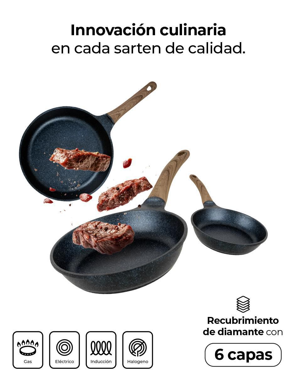 Set de sartenes queen sense kitchen art "de" aluminio anodizado