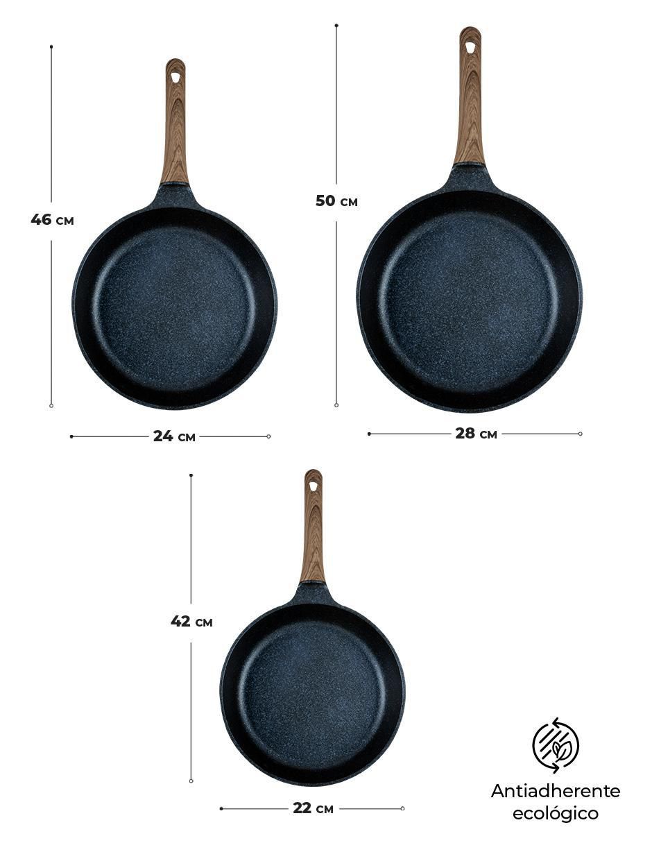 Set de sartenes queen sense kitchen art "de" aluminio anodizado