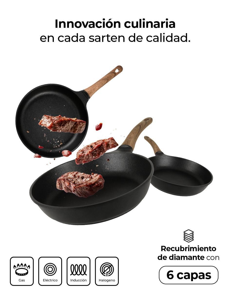 Set de sartenes de aluminio anodizado 3 piezas 2