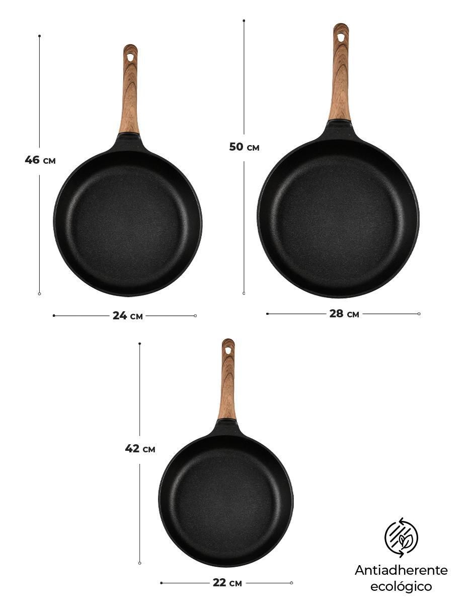 Set de sartenes de aluminio anodizado 3 piezas 5