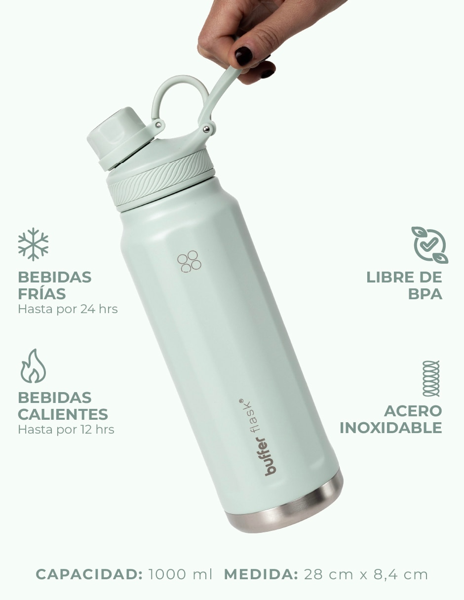 Termo Buffer de acero inoxidable con tapa rosca 1 L 2