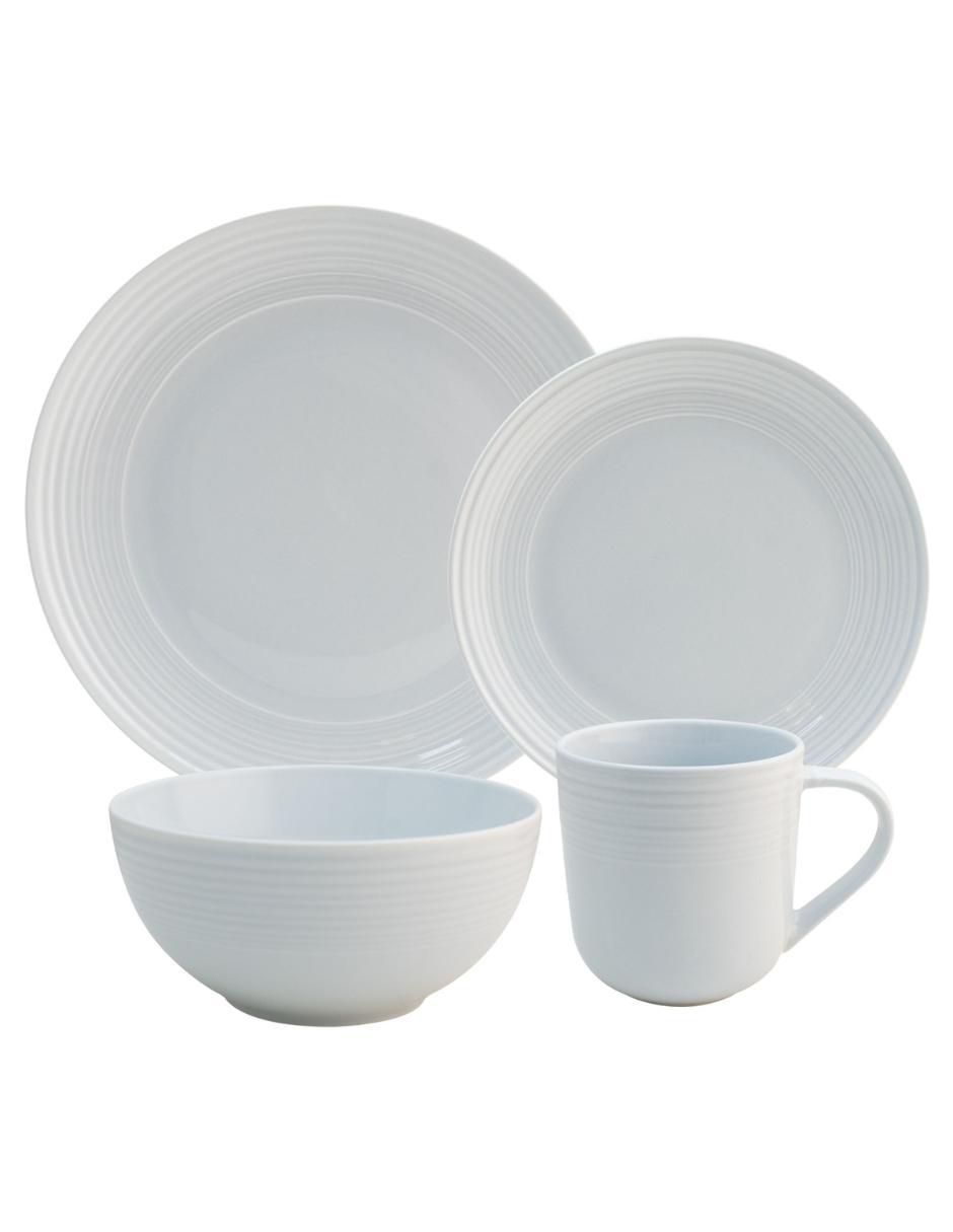 Vajilla cerrada monotone arctic de porcelana para 4 personas