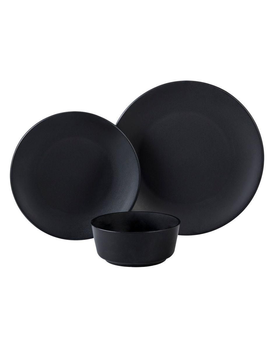 Vajilla cerrada obsidian black de porcelana para 4 personas 2