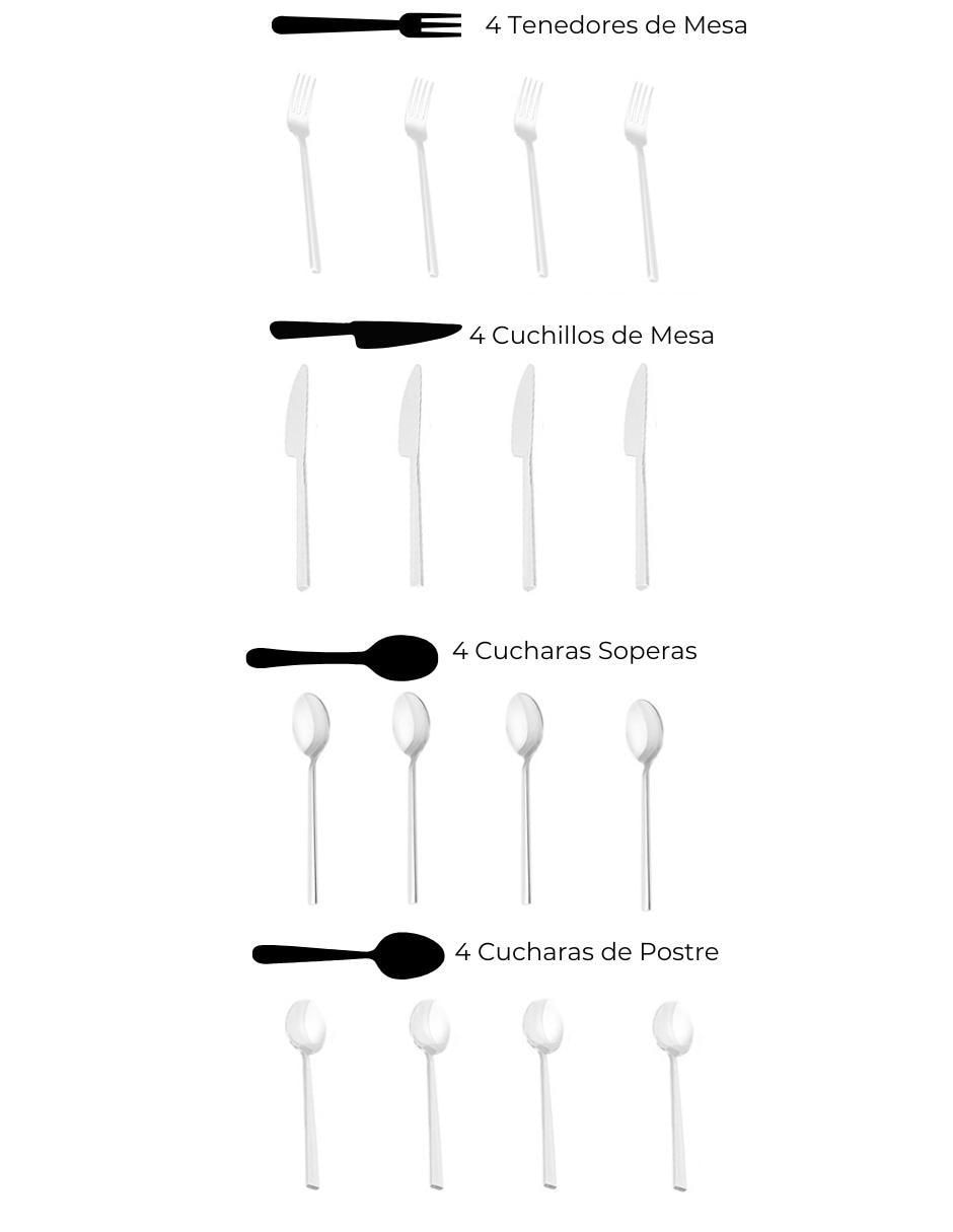 Set cubiertos Montreal de acero inoxidable 16 piezas 4