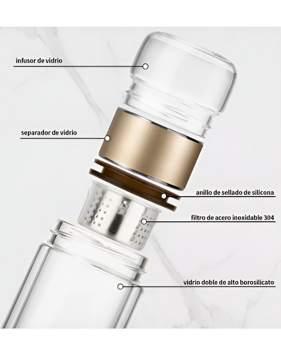Termo infusor de vidrio con tapa rosca 280 ml 4