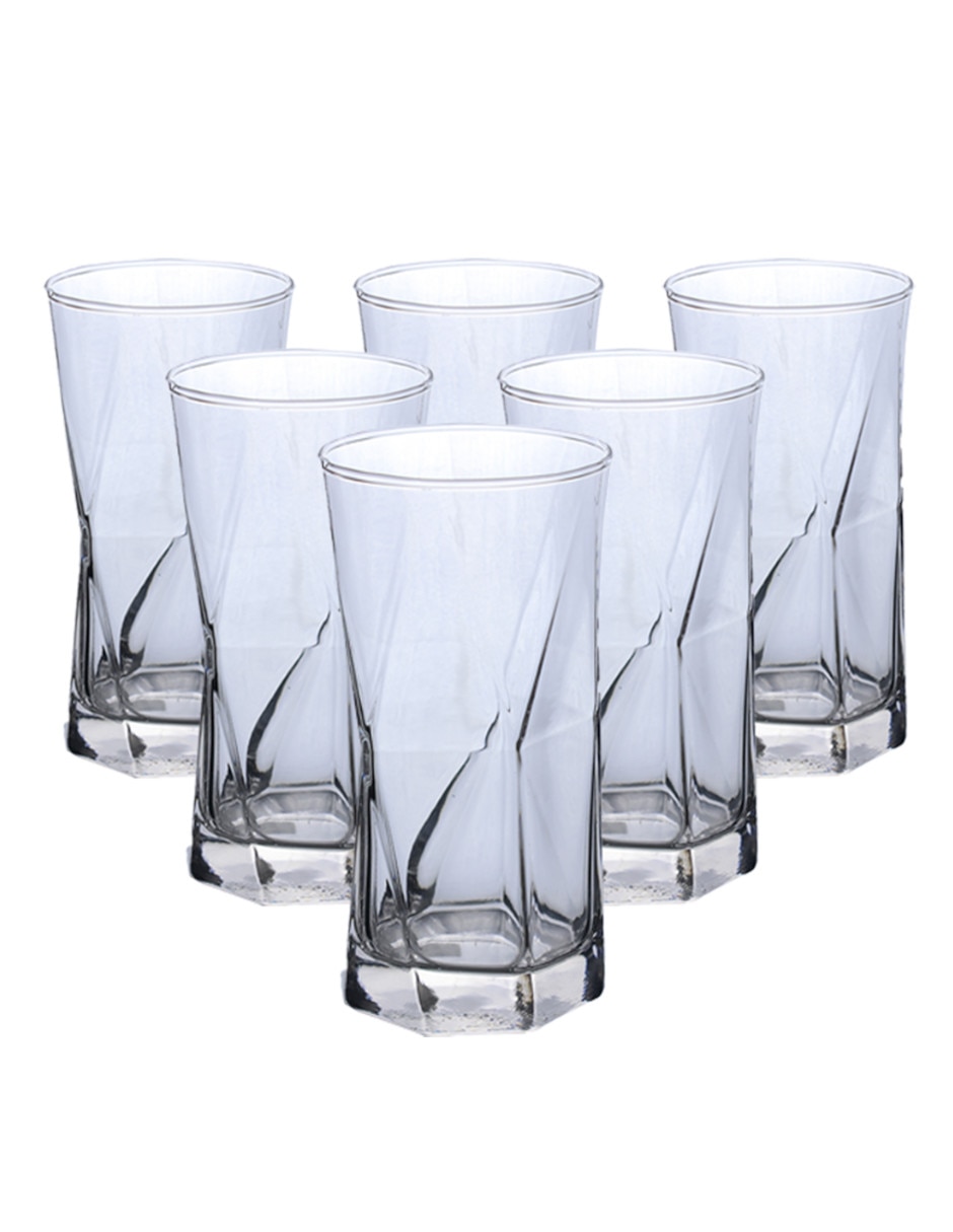 Set de vasos on the rocks lineas de cristal con 6 piezas