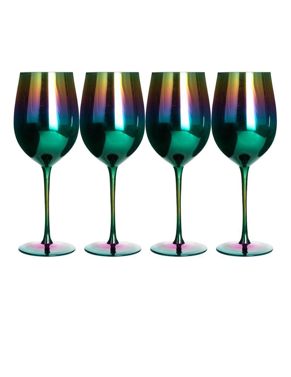 Set de copas para vino Arcoiris de cristal 4 piezas