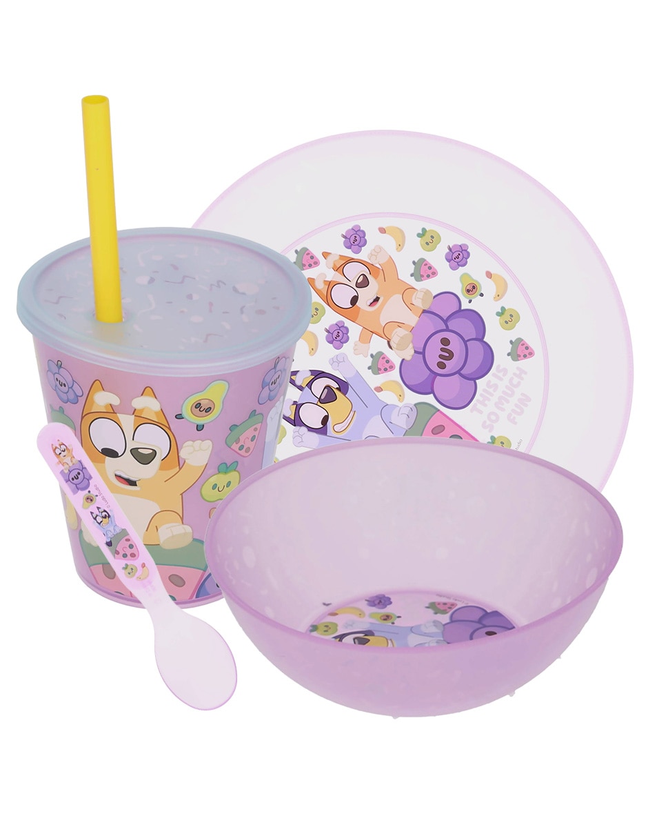 Vajilla infantil bluey y bingo de plástico para 4 personas