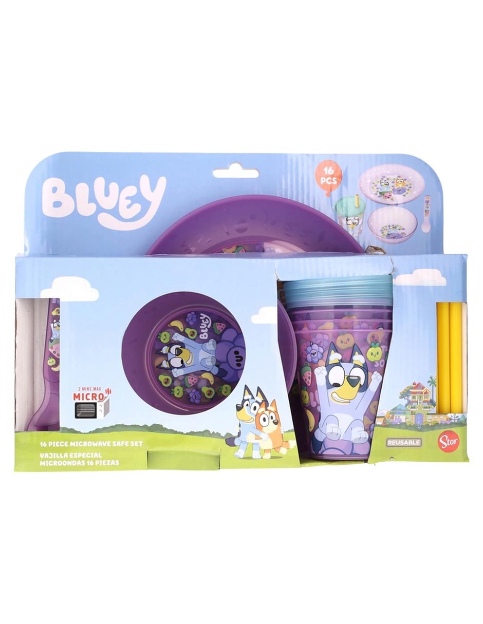 Vajilla infantil bluey y bingo de plástico para 4 personas 5