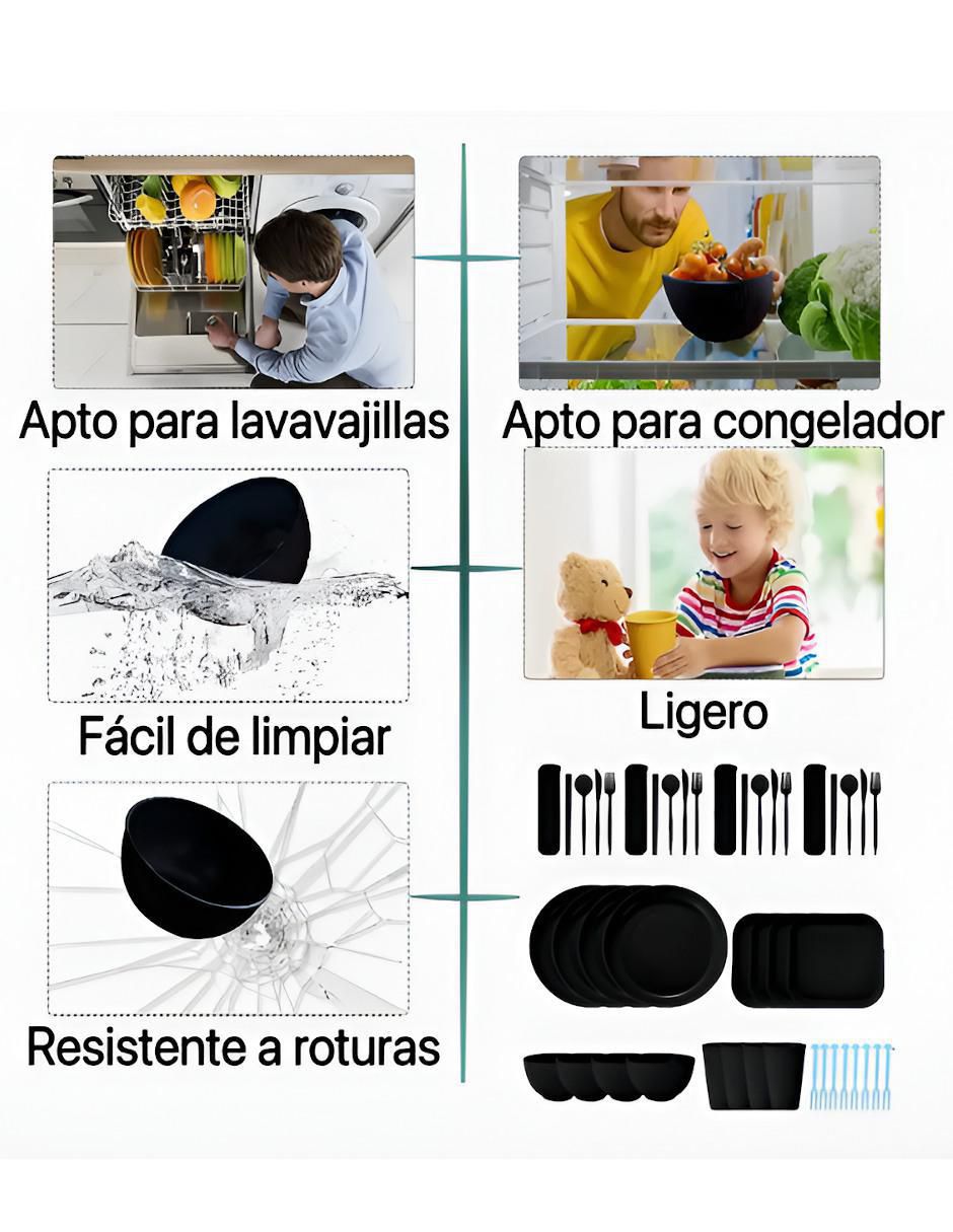 Vajilla cerrada de bambú para 4 personas 3