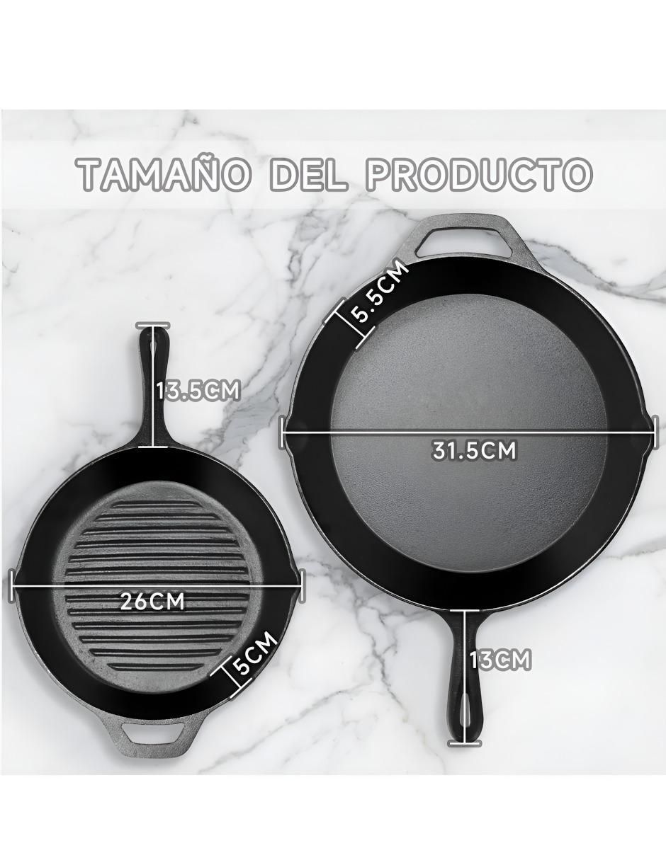 Set de sartenes de hierro fundido 3 piezas 5