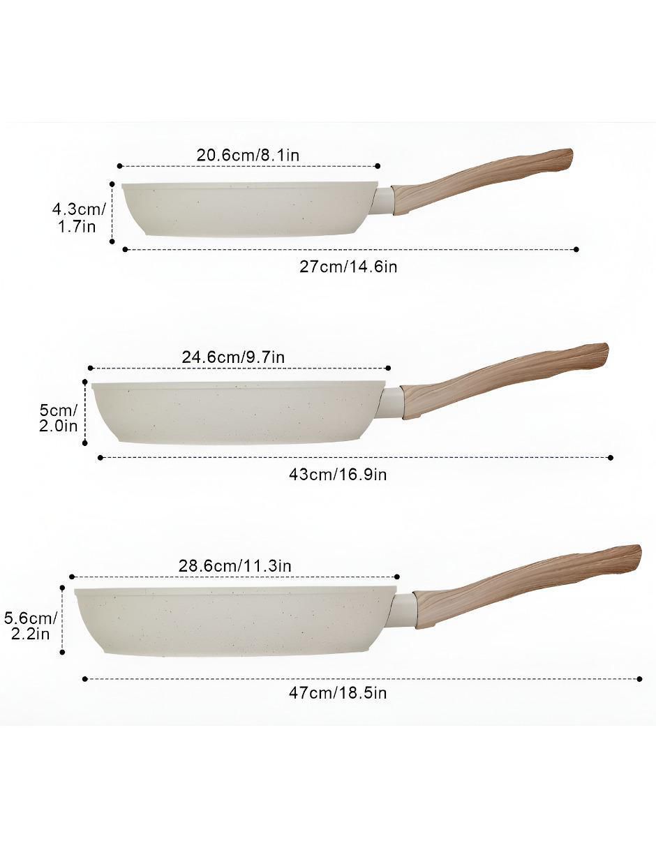 Set de sartenes de aluminio fundido 3 piezas 5