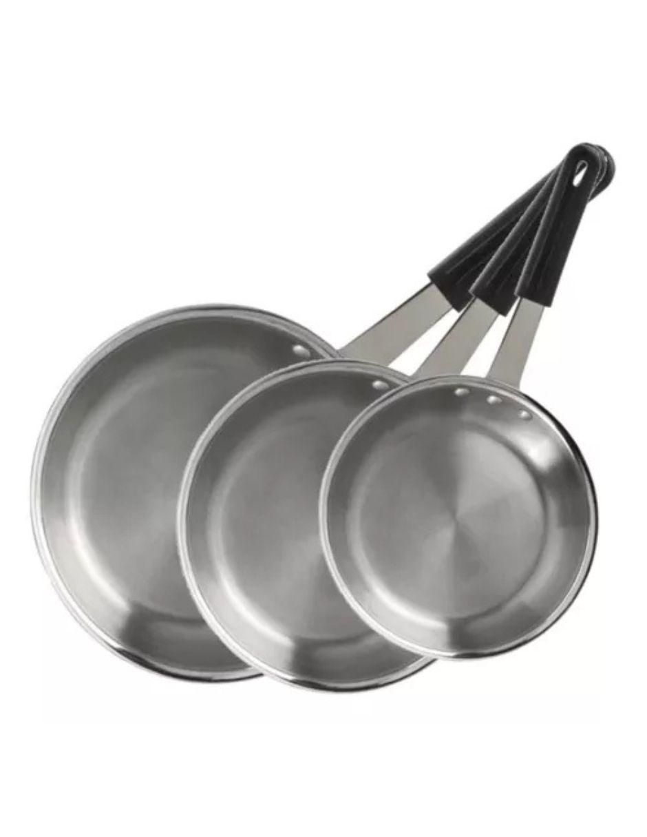Set de sartenes de acero inoxidable 3 piezas