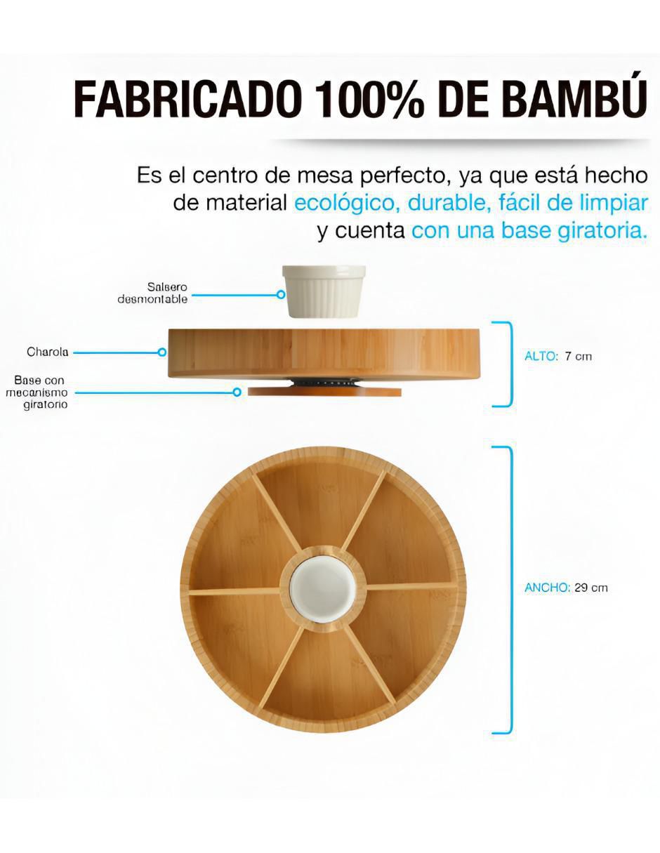Botanero Xtllar1027 de Bambú con 6 divisiones 5