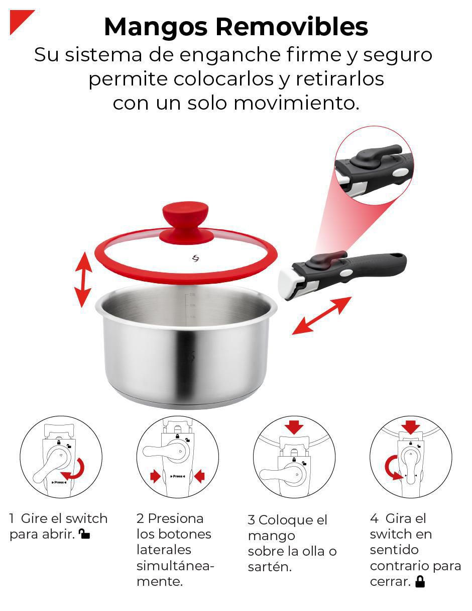 Batería de cocina de acero inoxidable antiadherente titanio 12 piezas 4